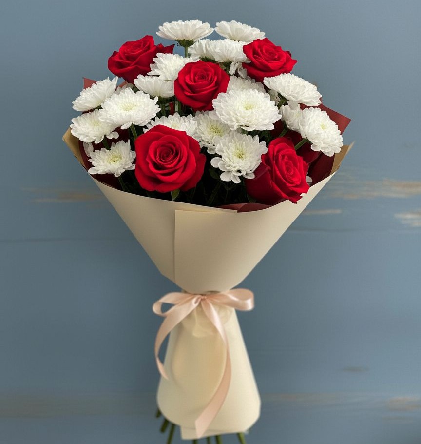 Букет цветов из: Розы и Хризантемы в Кольцово