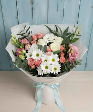 Букет цветов из:  Розы, Лизиантусы и Хризантемы в Кольцово