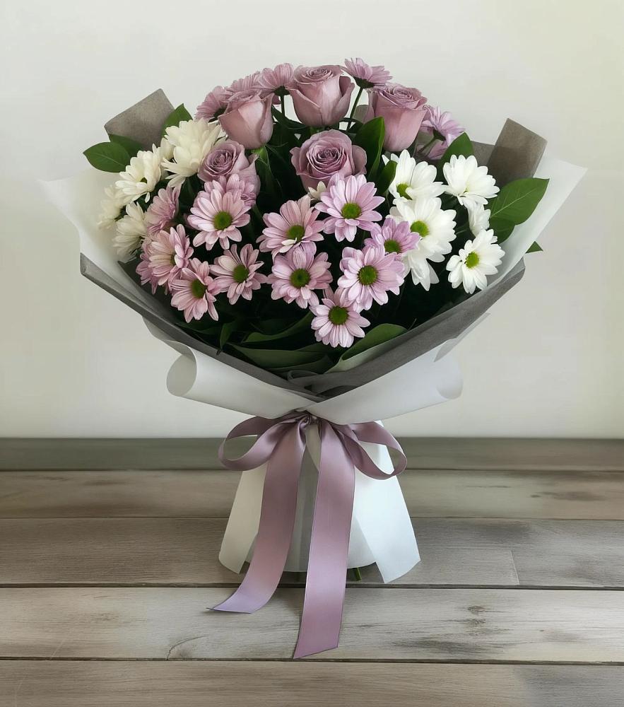 Букет цветов из: Хризантемы и Розы в Кольцово