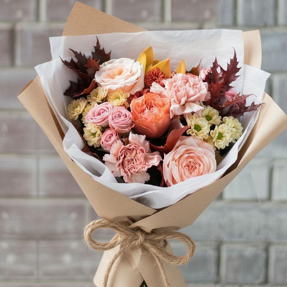 Букет цветов из: Гвоздики, Хризантемы и Розы в Кольцово