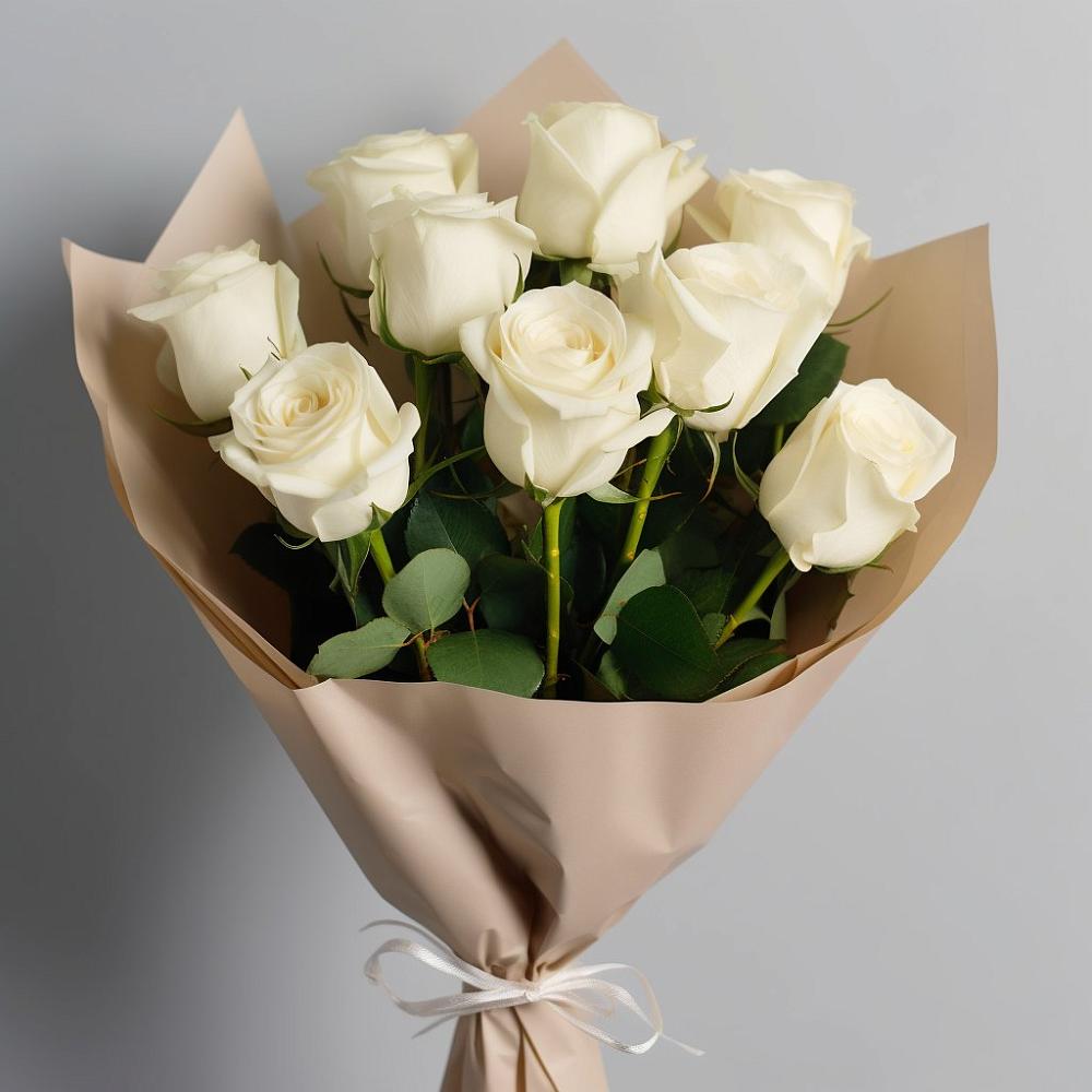 Букет 9 Белых роз Эдлесс Лав в Кольцово