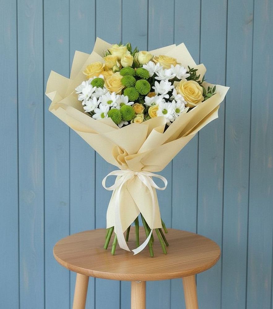 Букет цветов из: Хризантемы и Розы в Кольцово