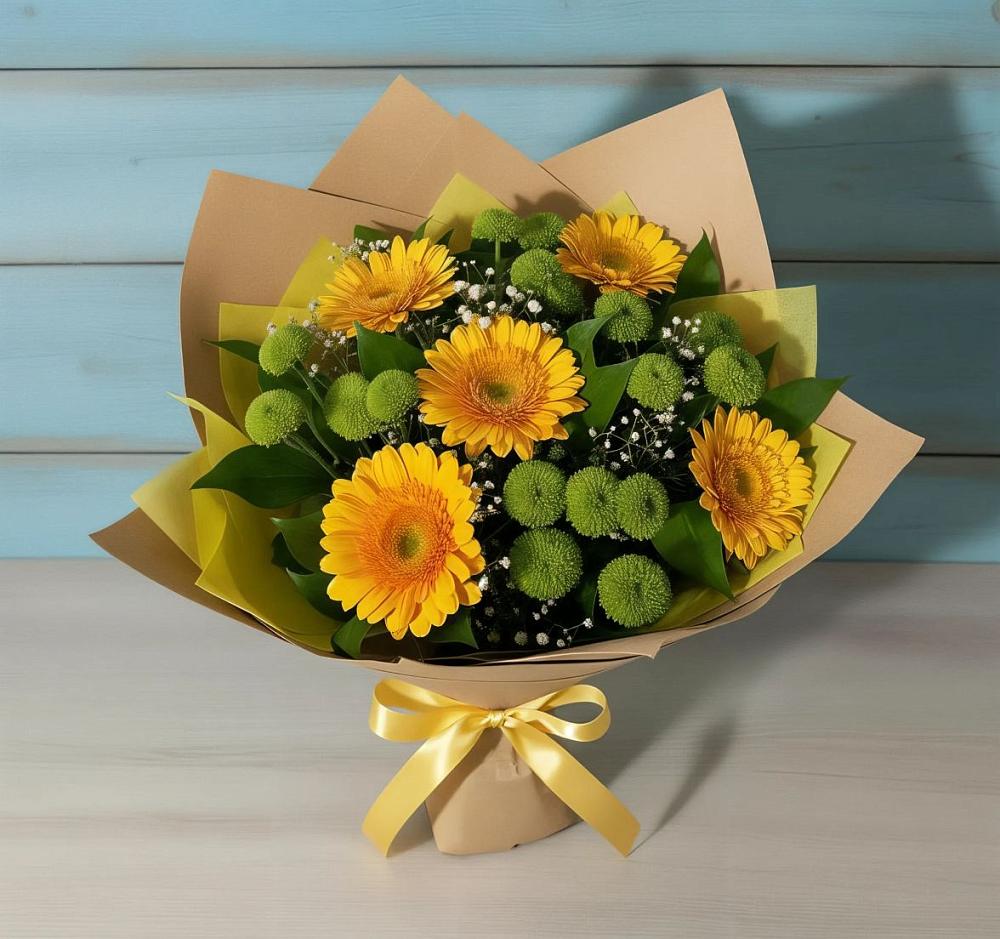 Букет цветов из: Герберы и Хризантемы в Кольцово
