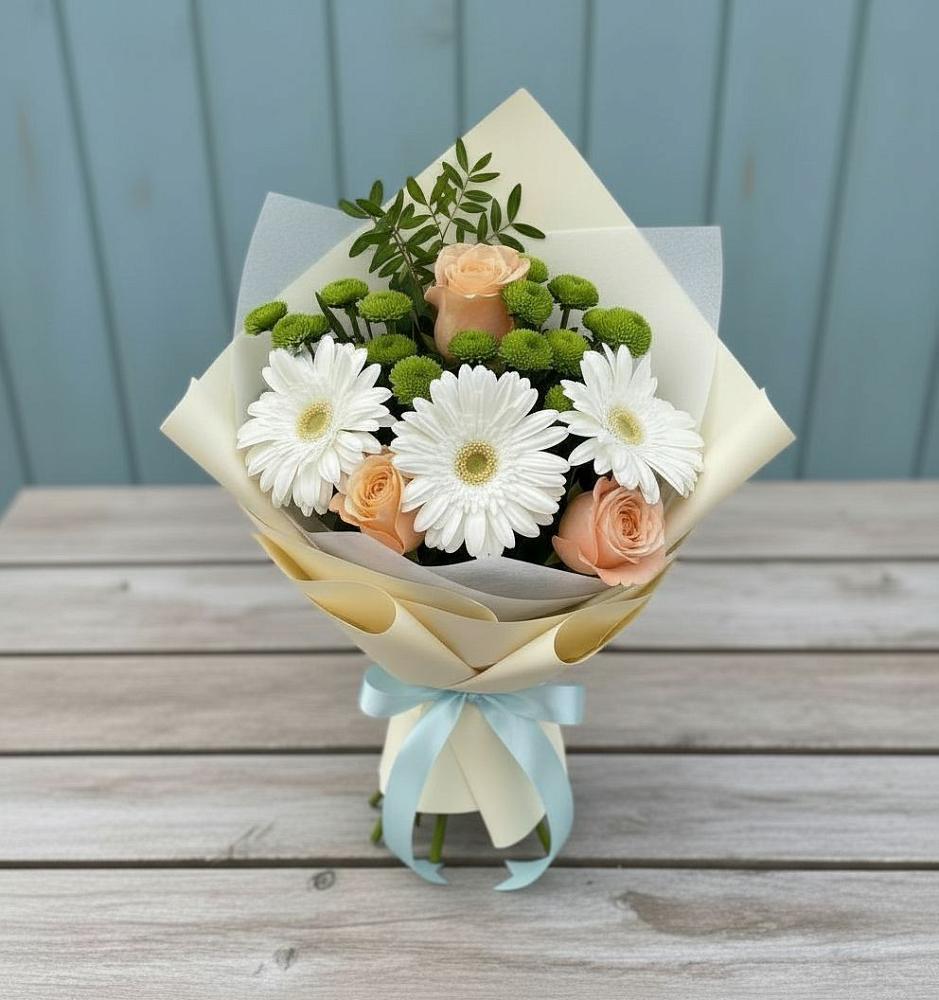 Букет цветов из: Герберы, Розы и Хризантемы в Кольцово