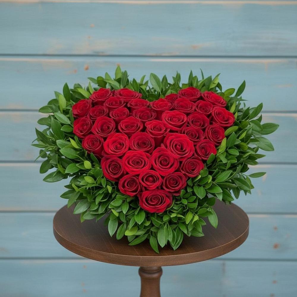 Цветочная композиция из Розы в виде сердца в Кольцово