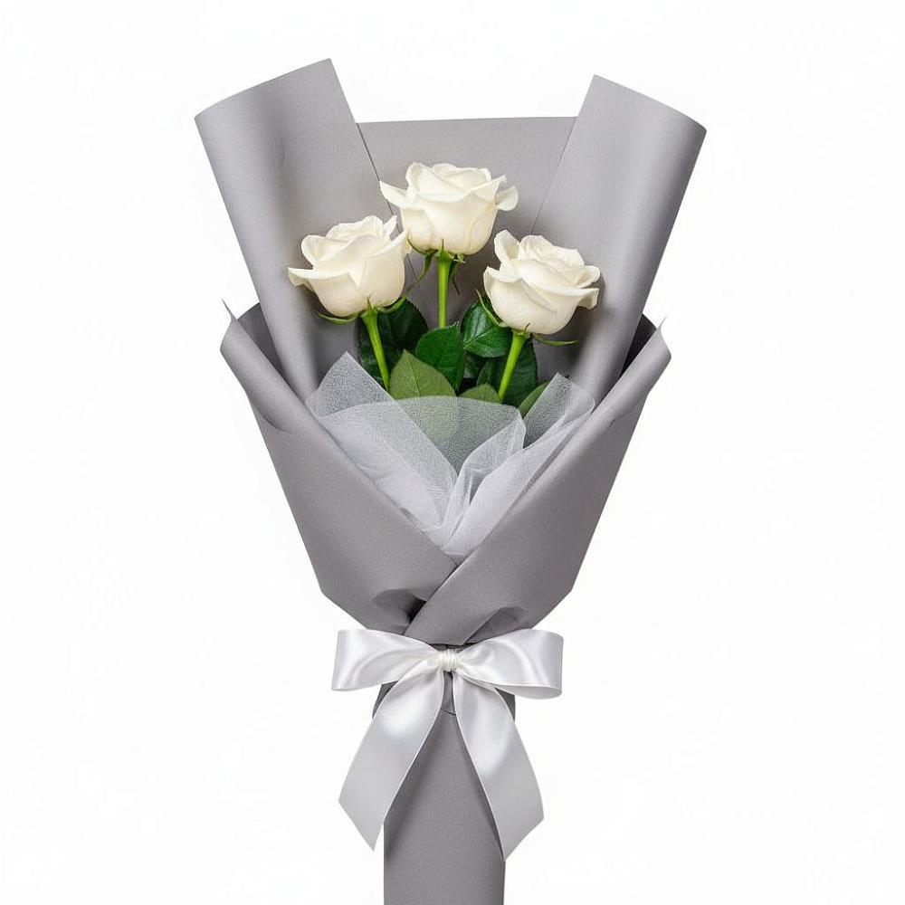 Букет 3 белые розы в Кольцово