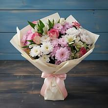 Букет цветов из:  Хризантемы, Альстромерии и Розы в Кольцово