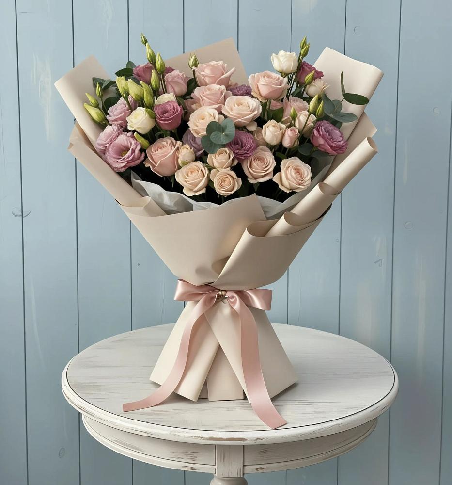 Букет цветов из: Розы и Лизиантусы в Кольцово