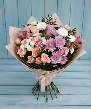 Букет цветов из:  Хризантемы, Розы и Альстромерии в Кольцово
