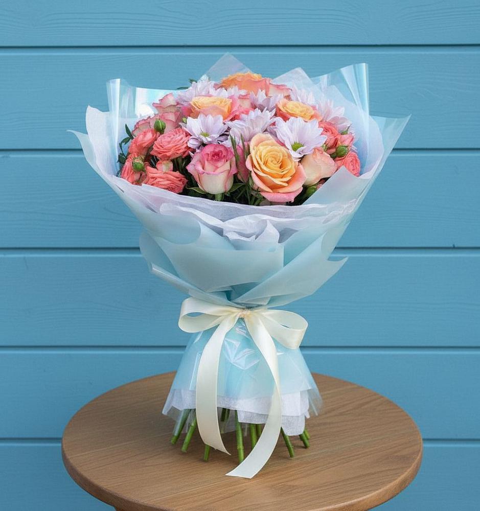 Букет цветов из: Хризантемы и Розы в Кольцово