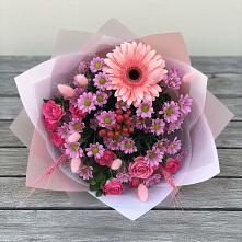 Букет цветов из:  Розы, Герберы и Хризантемы в Кольцово