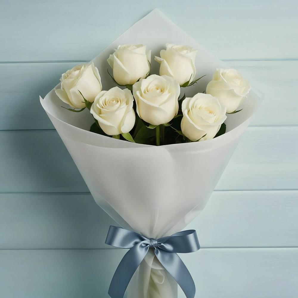 Букет 7 Белых роз Эдлесс Лав в Кольцово